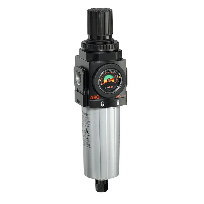 1/2" Aro-Flo 2000 Series Piggyback Frl Featuring Poly Bowl, Pressure Gauge, And Auto Drain – 172 Scfm 1