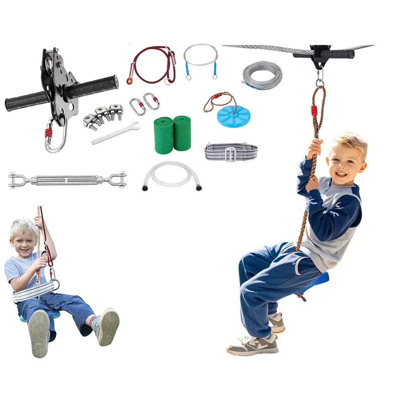 100-Foot Backyard Zipline Kit With Safety Seat And Full-Body Harness 1