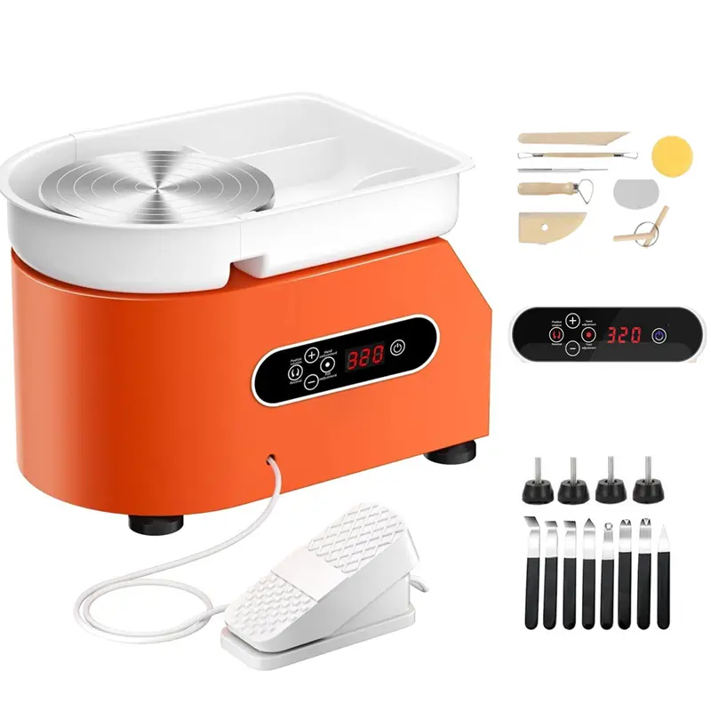 1200W Electric Pottery Wheel With Adjustable Speed & Splash Pan 1