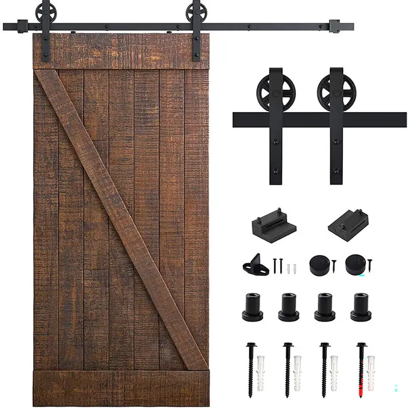 2.5-Meter Heavy-Gauge Barn Door Track System With Smooth I-Rollers 1