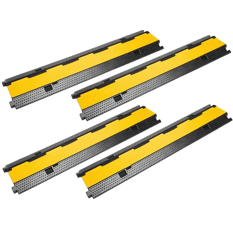 2-Channel Floor Cable Cover Ramp – Durable Rubber Design 1