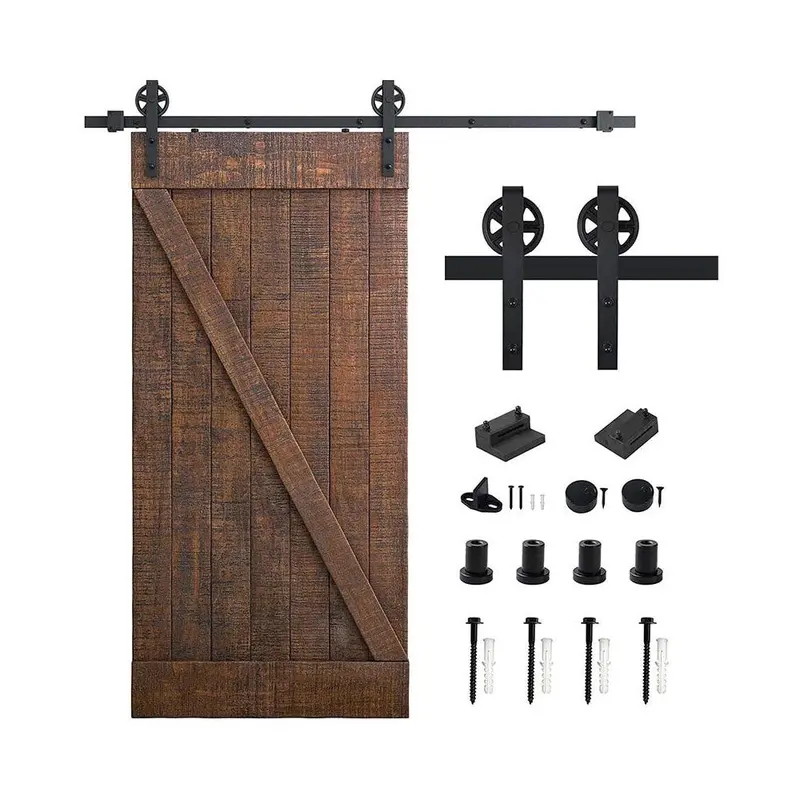2-Meter I-Shaped Roller Barn Door Hardware With Mounting Accessories 1