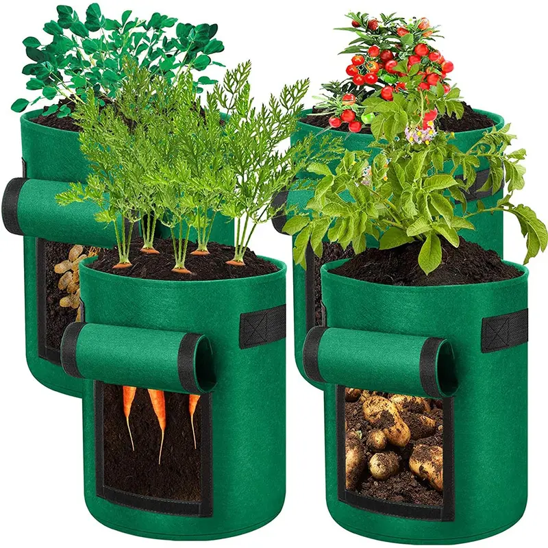 25-Litre Fabric Grow Bag Set (4-Pack) With Observation Window 1