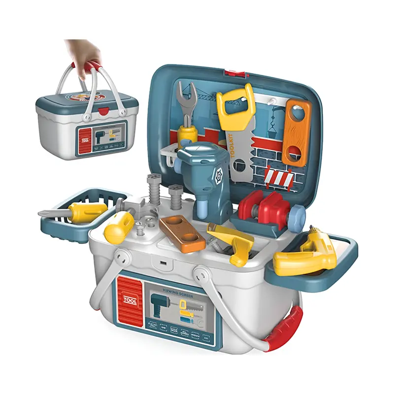 26-Piece Wooden Carpenter Toy Set With Mini Workbench For Kids 1