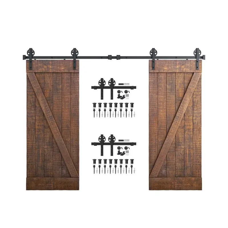 3.6-Meter Industrial Barn Door Track Kit With I-Shaped Rollers 1