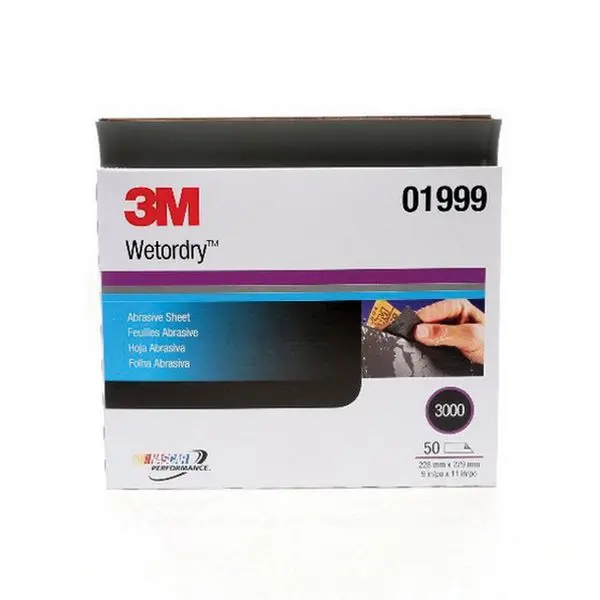3M Wetordry Ultra-Fine Abrasive Sheet — 9" × 11", 3000 Grit, Black Silicon Carbide (401Q, 01999) 1