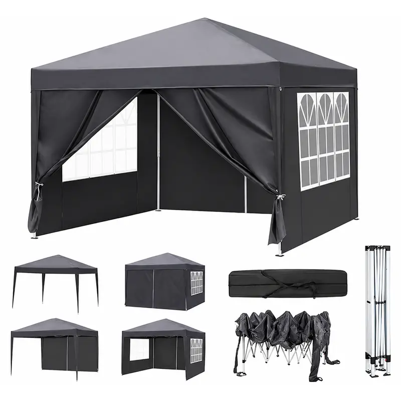 3X3M Outdoor Marquee Gazebo – Wedding, Camping & Party Tent With 4 Removable Walls 1