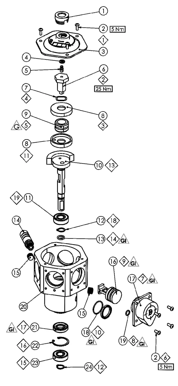 Binks 1/2 Hp Air Motor Service Parts And Add-Ons 1
