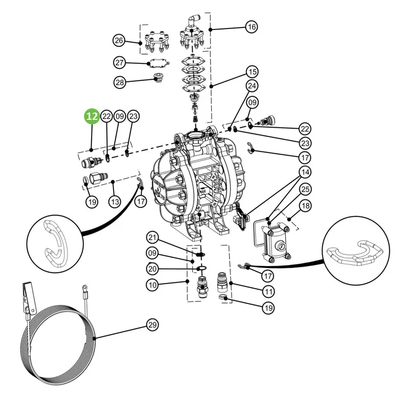 Binks Dxk-12 Male Outlet Connector Repair Kit 1