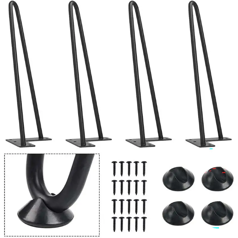 Black Hairpin Table Legs – 12-Inch Steel Legs (Set Of 4) 1