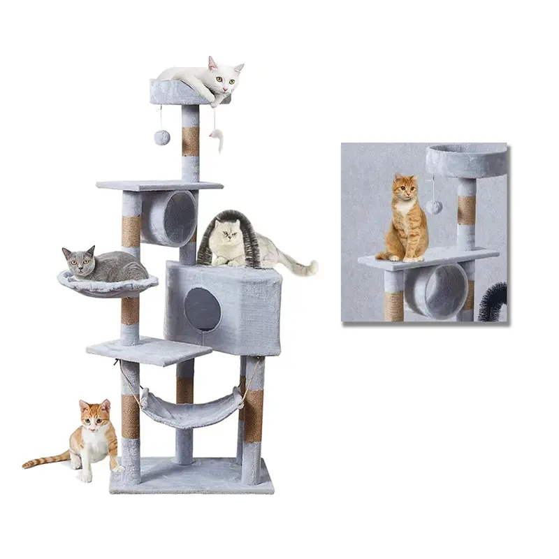 Cat Activity Center – Tree Tower With Hammock, Platforms & Sisal Posts 1