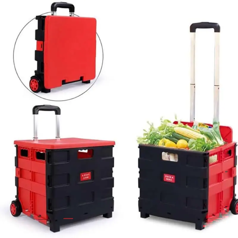 Collapsible Folding Shopping Trolley With Wheels And Handle 1