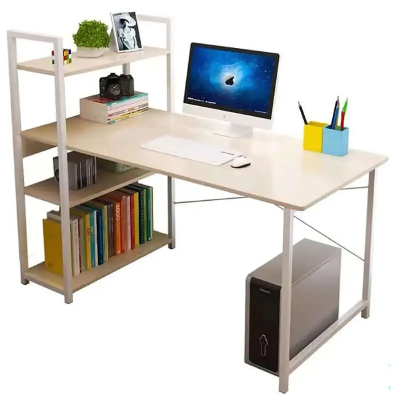 Computer Desk Featuring Built-In Storage Shelves 1
