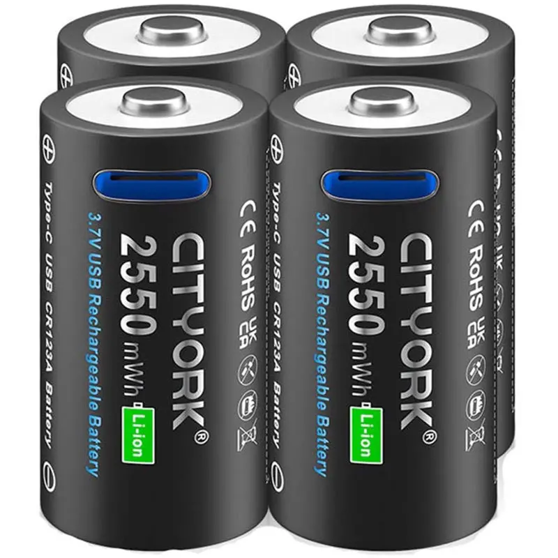 Cr123A Rechargeable Battery Set (4-Pack) With Smart Charging Station 1