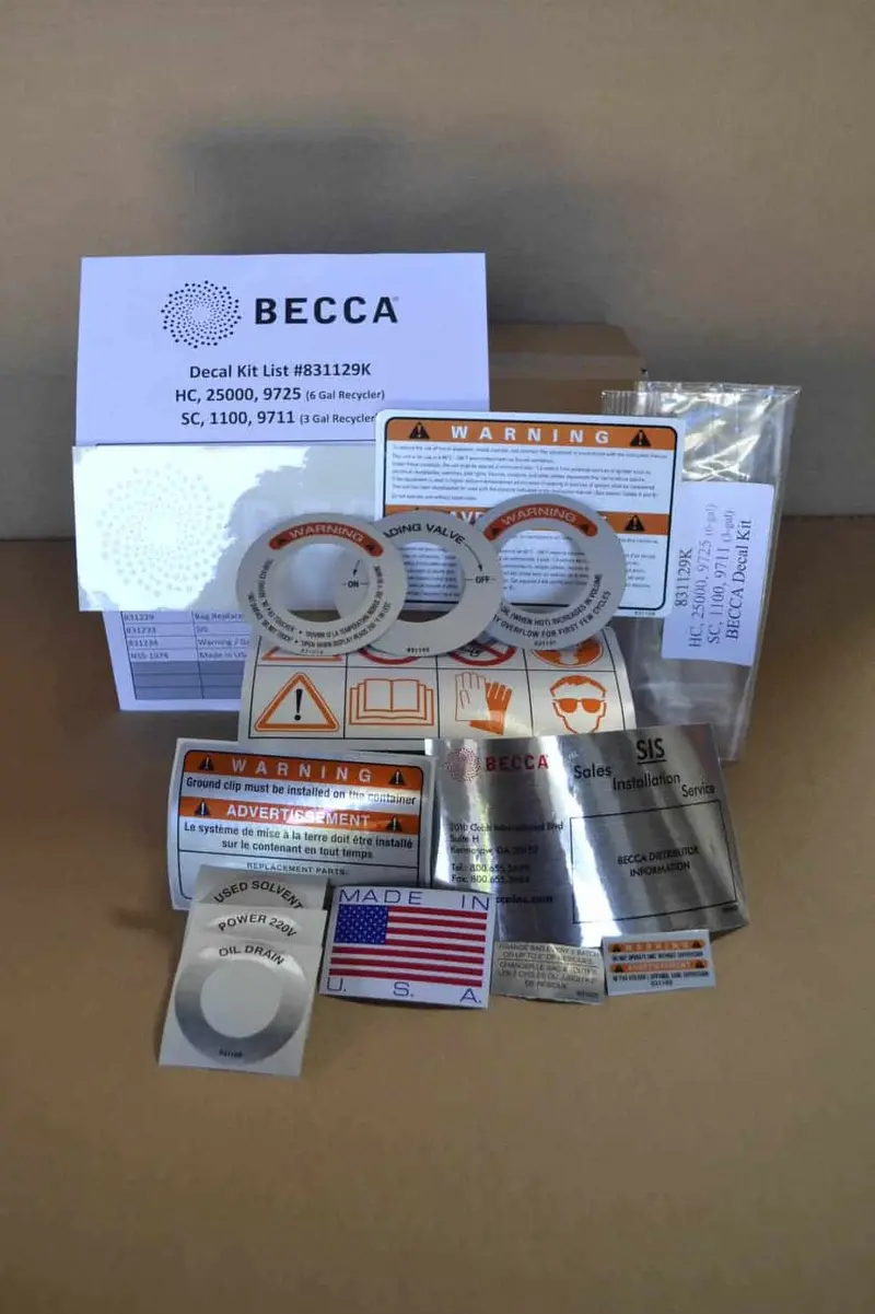 Decal Kit Compatible With 3-Gallon And 6-Gallon Recyclers (Sc/Hc/97Xx/1100/25000 Series) 1