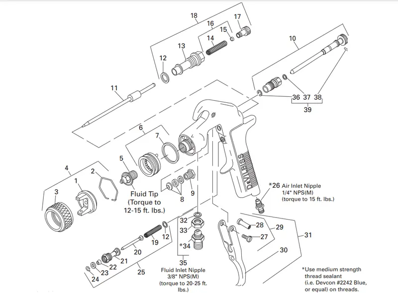 Devilbiss Exl Pressure-Feed Spray System Spare Parts 1