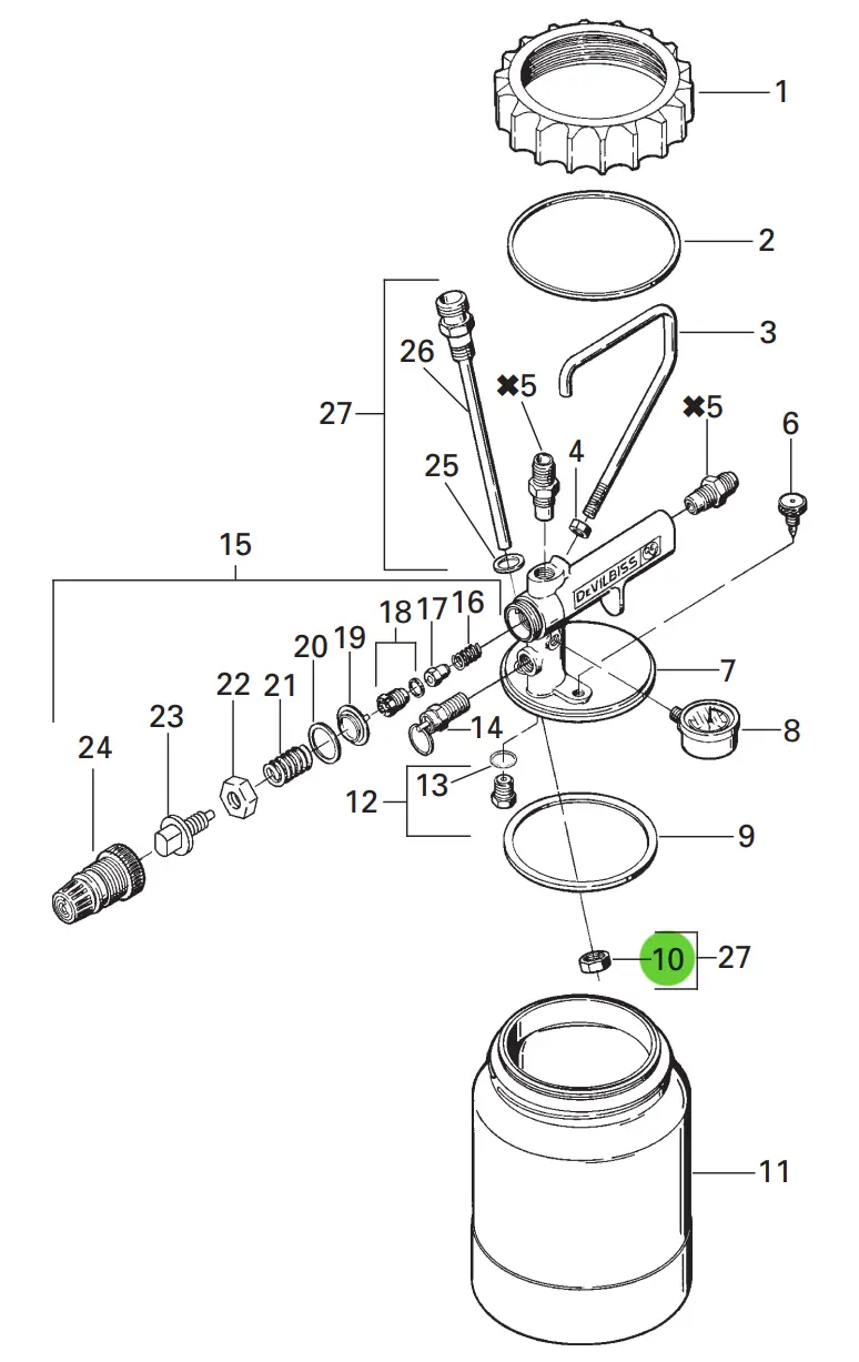 Devilbiss Mbd-11-K5 Five-Piece Locknut Replacement Kit 1