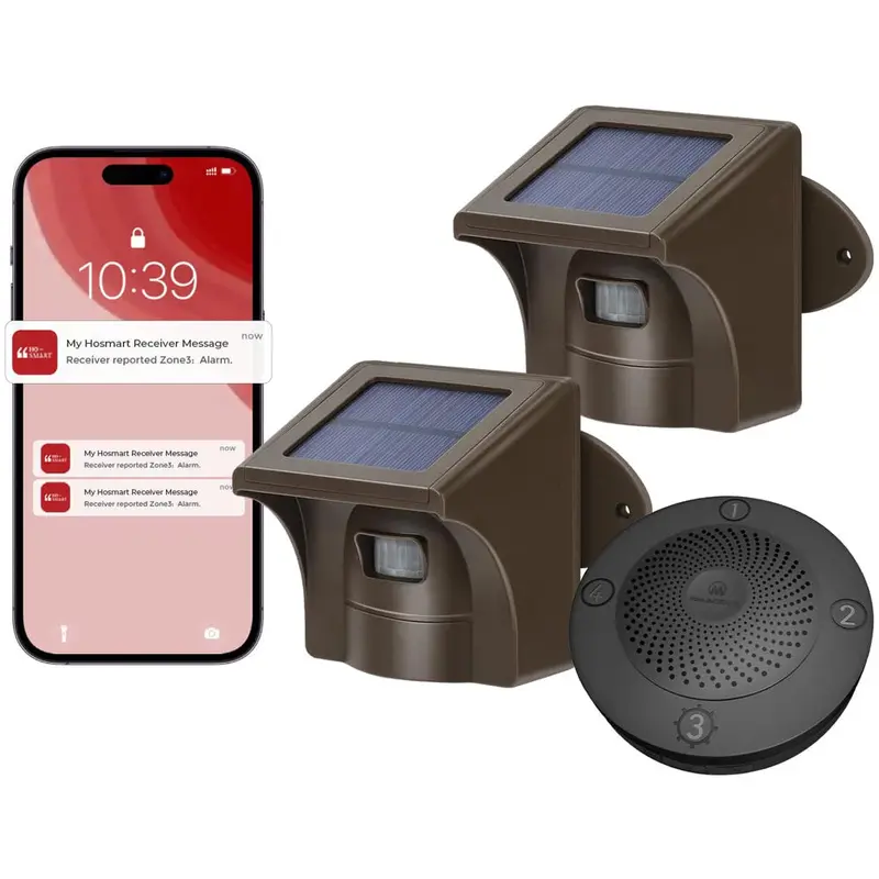 Emacros Pro 3 Solar-Powered Wireless Driveway Alarm With Smart App 1