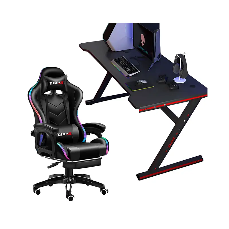 Ergonomic Rgb Gaming Chair With Built-In Desk Station 1