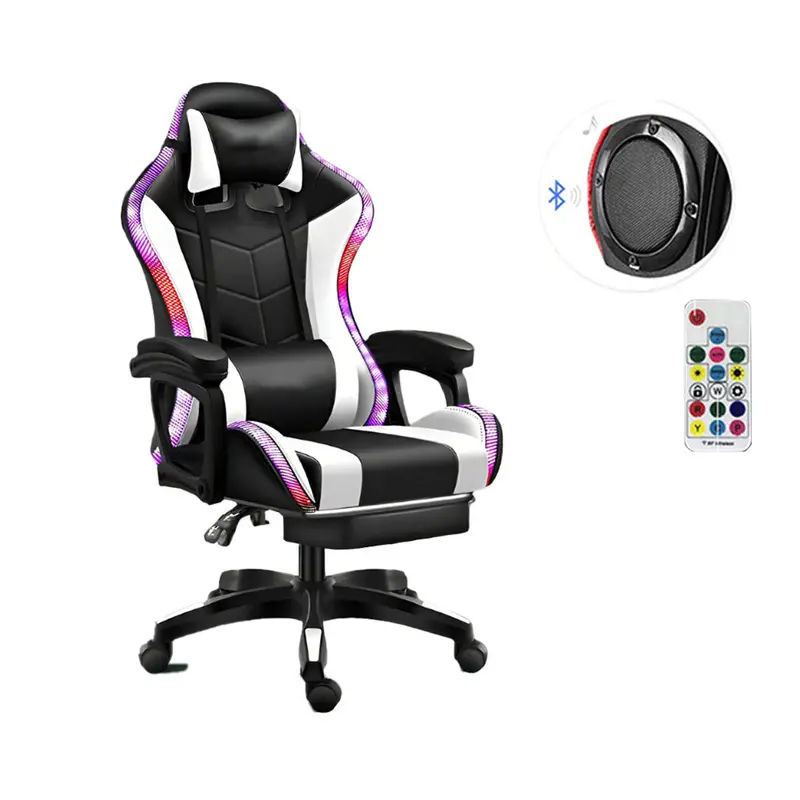 Ergonomic Rgb Gaming Chair With Built-In Speakers, Led Lighting, And Adjustable Footrest 1
