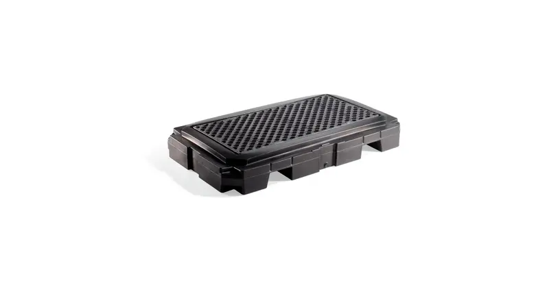 Heavy-Duty 2-Drum Polyspill Pallet – 40" × 66" × 8.75", 66-Gallon Sump Capacity 1