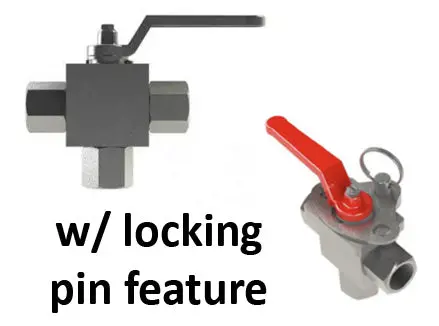 Hosco 3-Way Ball Valve With Locking Pin – Female Tapered Pipe Thread Ends 1