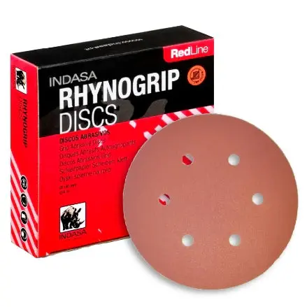 Indasa Rhynogrip Redline 6-Inch 6-Hole Vacuum Sanding Discs – 630 Series 1
