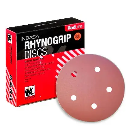 Indasa Rhynogrip Redline Vacuum Sanding Discs – 5" Diameter, 5-Hole, 520 Series 1