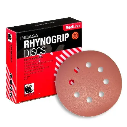 Indasa Rhynogrip Redline Vacuum Sanding Discs – 5" Diameter, 8-Hole, 550 Series 1