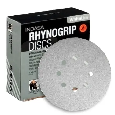 Indasa Rhynogrip Whiteline Vacuum Sanding Discs – 6", 8-Hole, 63 Series 1