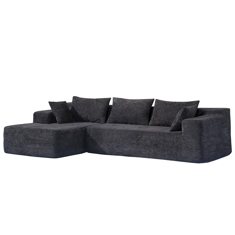 L-Shaped Compressed Modular Sofa With Chaise – Space-Saving Fabric Sectional 1