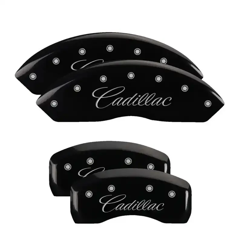 Mgp Engraved 4-Piston Caliper Covers – Front & Rear, Black Finish With Silver Accent 1