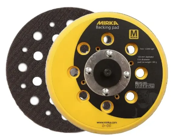 Mirka 5-Inch Grip Backup Pad – 28-Hole Design With Integrated Pad Saver, Model 915Gv28 1