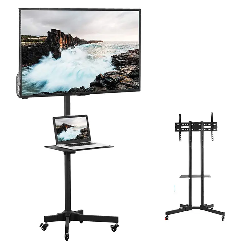 Mobile Tv Stand With Casters – Adjustable Rolling Tv Bracket 1