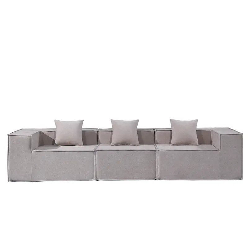 Modern 3-Seater Compressed Fabric Sofa – Modular Sectional Design 1