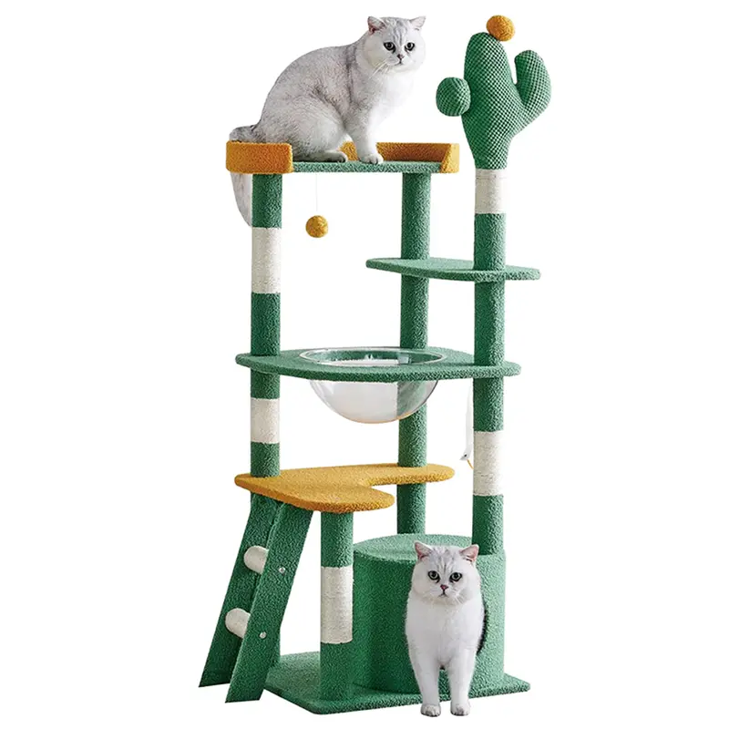 Modern Cat Tree With Integrated Hammock And Climbing Features 1