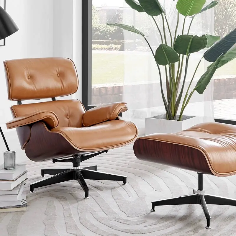 Modern Replica Lounge Chair With Matching Ottoman 1