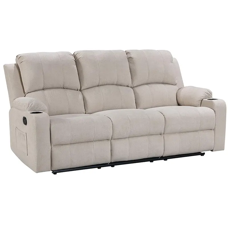 Novacloud Three-Seat Fabric Recliner Sofa – Plush, Adjustable Living Room Set 1
