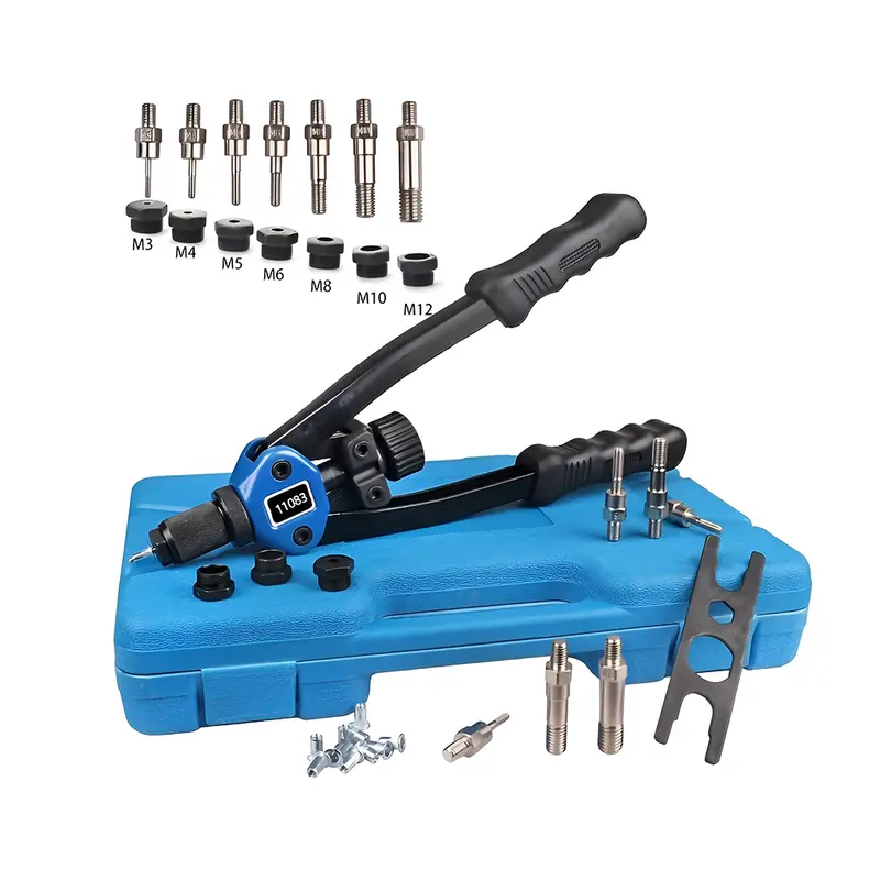Nut Riveting Gun Kit – Heavy-Duty Manual Rivet Nut Setter With Replacement Mandrels 1