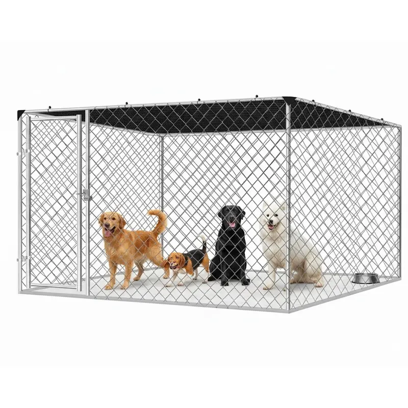 Outdoor Dog Run Enclosure – Heavy-Duty Fencing With Shade Sail Canopy 1
