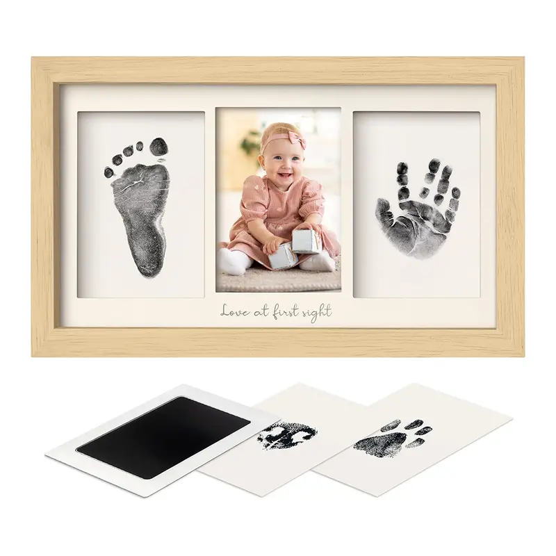 Personalized Baby Footprint Frame – Premium Display Kit With Clay & Stand 1