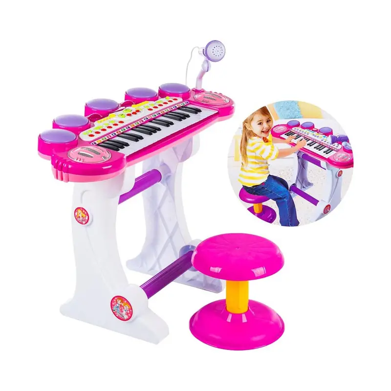 Pink Kids' Electronic Piano With Light-Up Keys And Built-In Songs 1