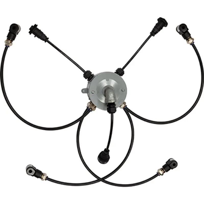 Pirate Brand 12Vdc Abrasive Cutoff Junction Box – Schmidt-Style, Dual-Outlet, Aco-On-Cord & Waterproof Connectors 1
