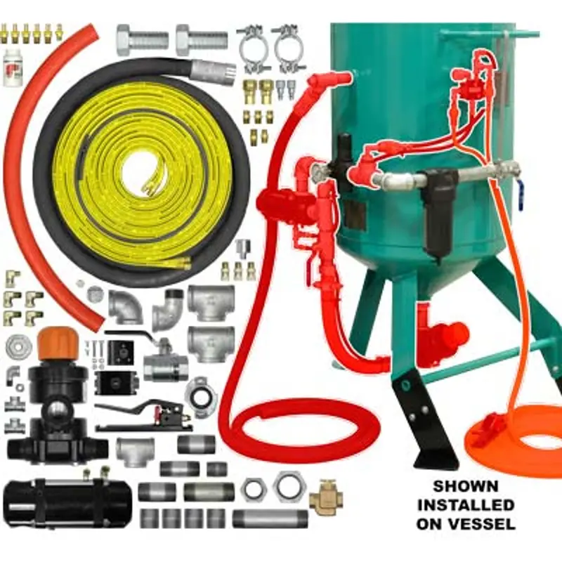 Pirate Brand Blast Room Pot Conversion Kit – Schmidt-Style Zero/Clemco Combination/Apv Valve, 1-1/4 Inch Pneumatic, Urethane Sleeve, Pressure-Release Mode 1