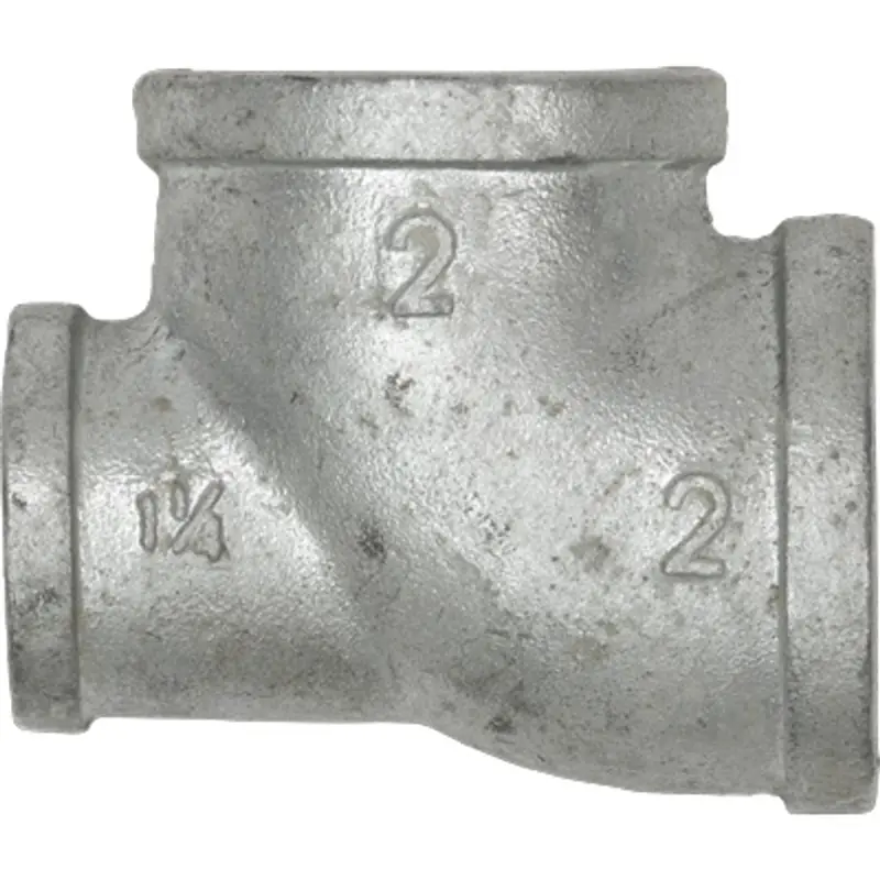 Pirate Brand Galvanized 90° Reducing Tee – Schmidt Mfg Style, 2" X 1-1/4" X 2" 1