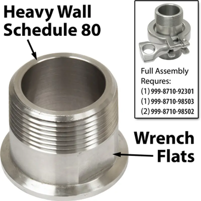 Pirate Brand Sanitary Clamp Fitting – 1-1/4 Inch Mnpt Quick-Removal Connector 1