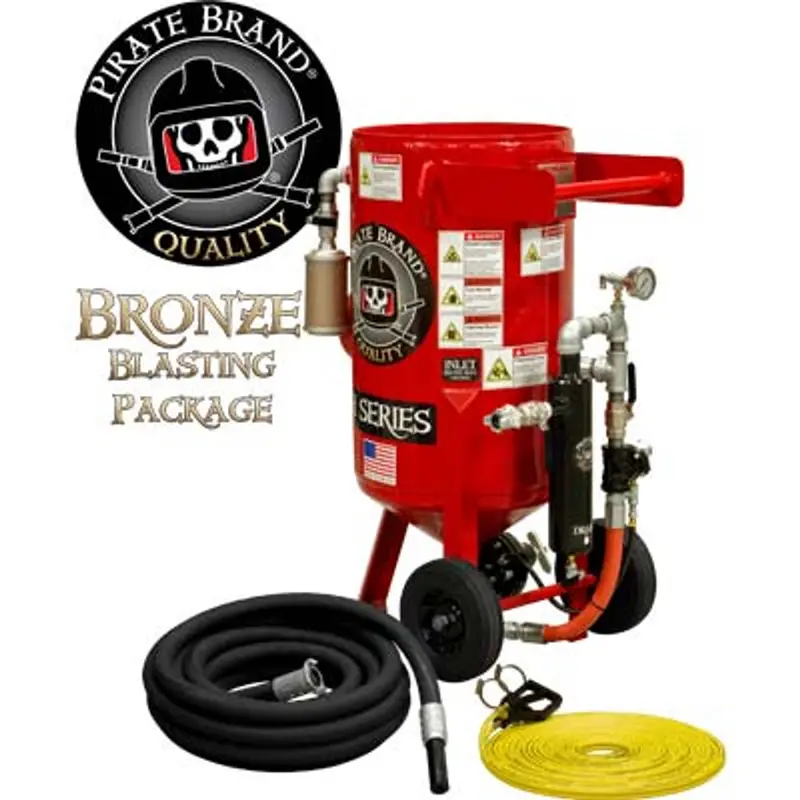 Pirate E-Series 3.5 Cu Ft Bronze Abrasive Blasting Package – Portable Blast Pot With Pressure Hold & Pneumatic Controls 1