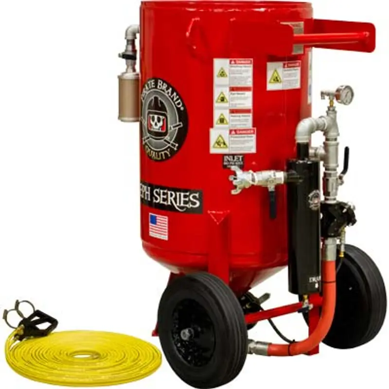 Pirate E-Series 6.5 Cu Ft Base Abrasive Blasting Package – Portable Blast Pot With Pressure Hold & Pneumatic Controls 1