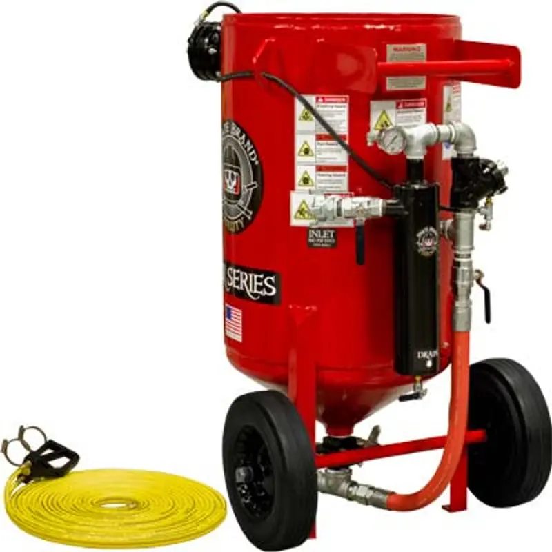 Pirate E-Series 6.5 Cu Ft Base Abrasive Blasting Package – Portable Blast Pot With Pressure Release & Pneumatic Controls 1