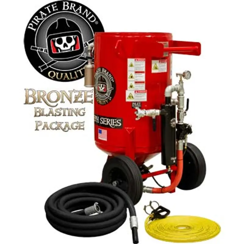 Pirate E-Series 6.5 Cu Ft Bronze Abrasive Blasting Package – Portable Blast Pot With Pressure Hold & Pneumatic Controls 1